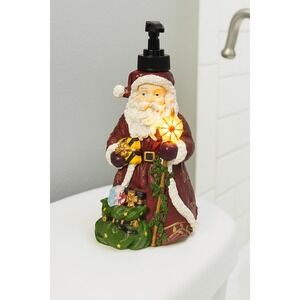 Santa Claus Light Up Soap Dispenser Lotion Pump Holiday Christmas Decor Gift Bag